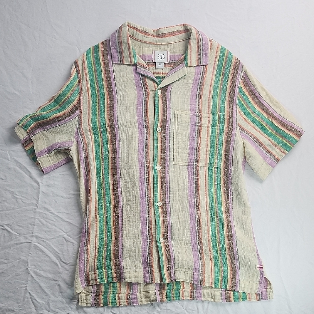 BDG Purple and Cream Casual Button Down Shirt